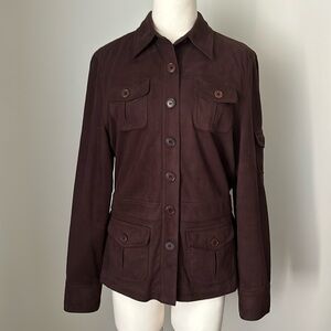 Jones New York Brown Faux Suede Top Sz M